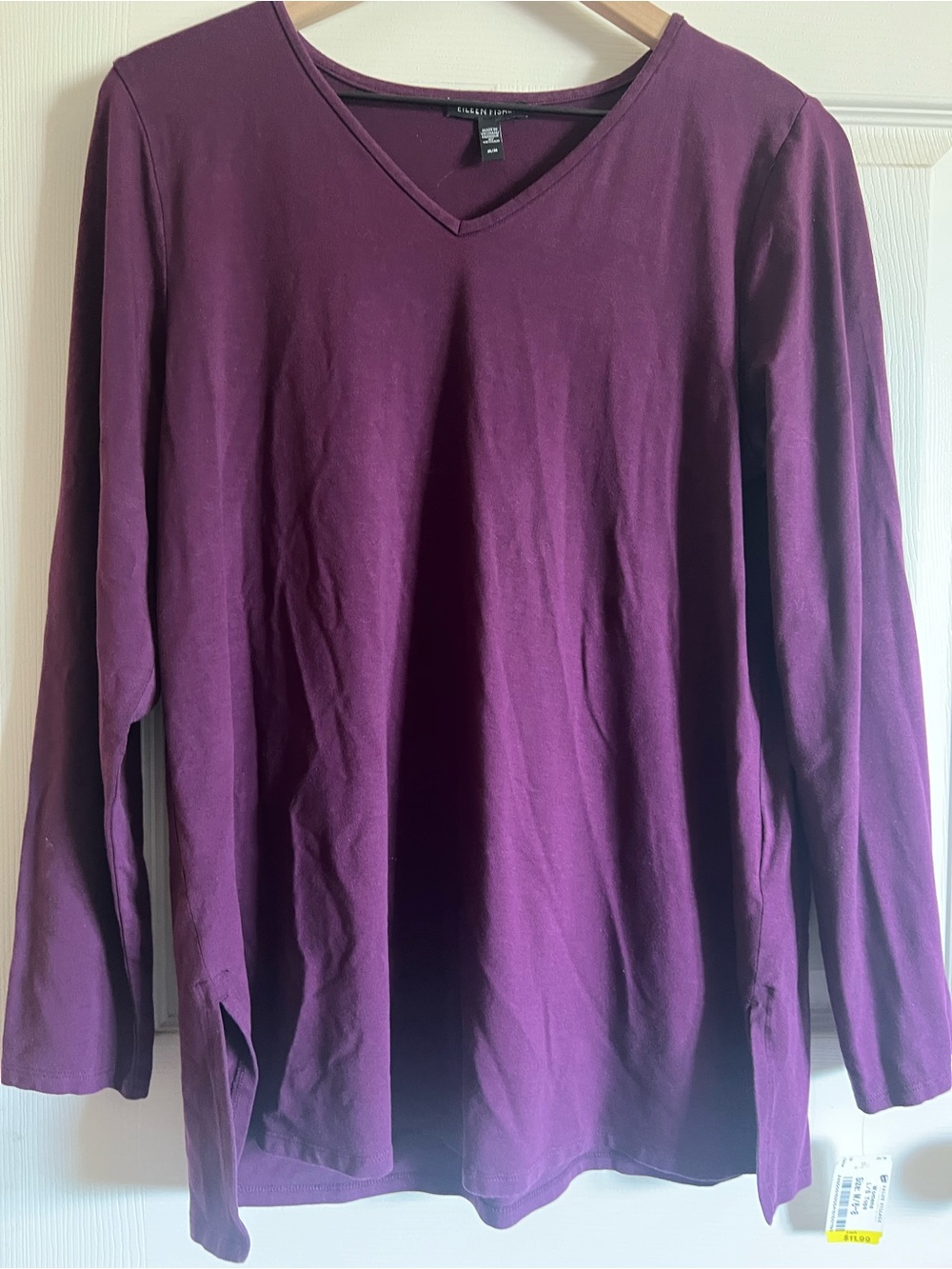 Eileen Fisher Deep Plum V-Neck Long Tunic Top